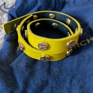 Yellow Tory Burch wrap around bracelet